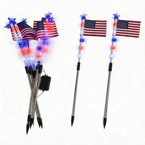 8 Solar American Flag Pathway Lights – Red, White & Blue Yard Glow