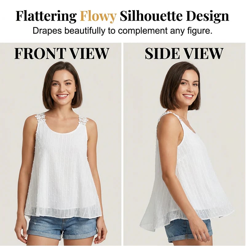 LaceBloom - Elegant Dot Lace Strap Tank Top