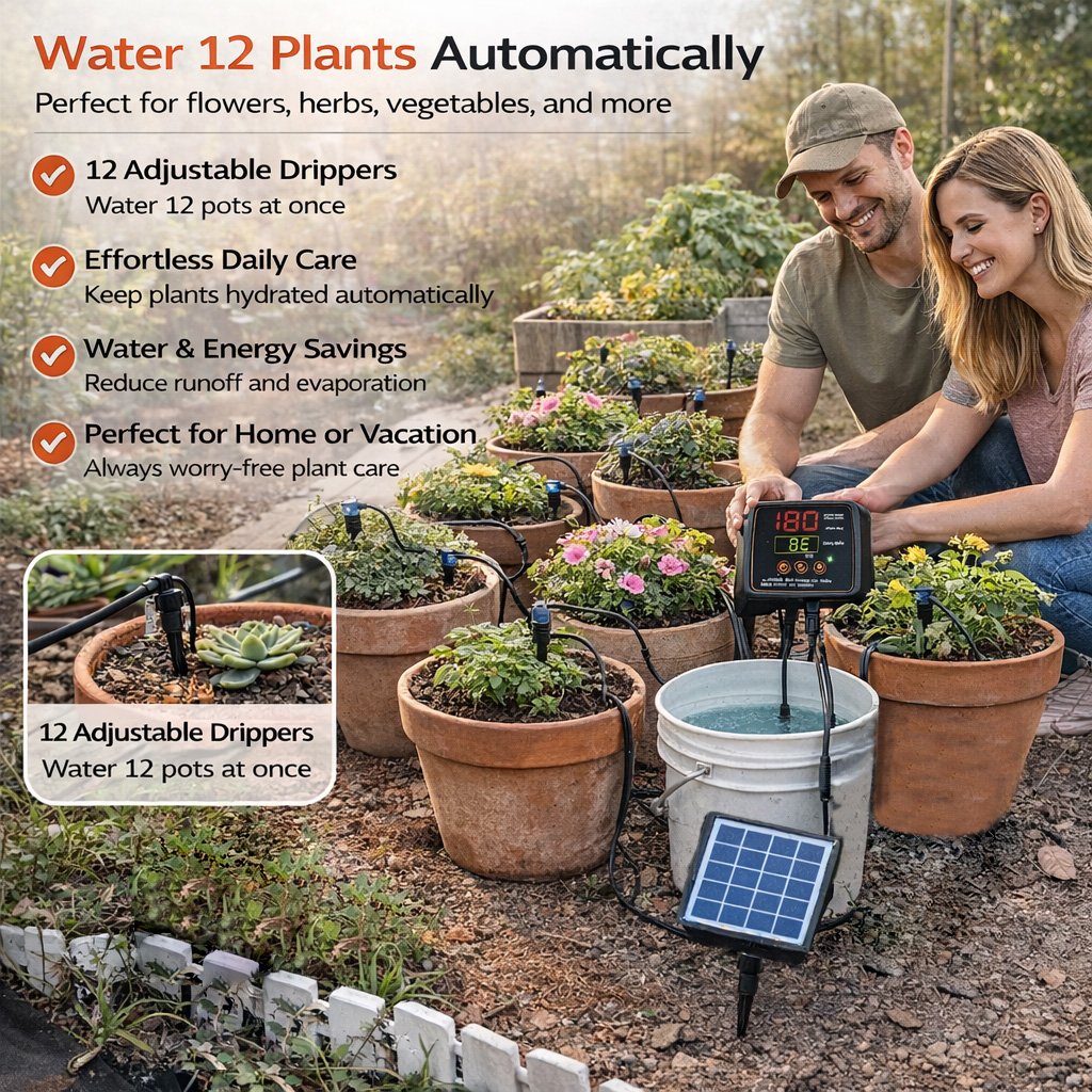 💧 12-Plant Solar Drip Irrigation Kit 🔥