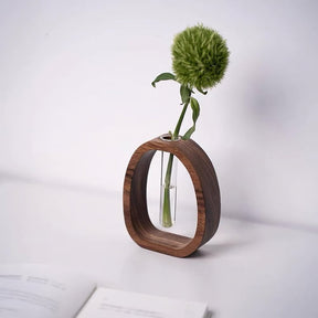 NatureNest – Solid Wood Glass Flower Vase