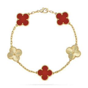 AuraLeaf – Lucky Carnelian Clover Bracelet