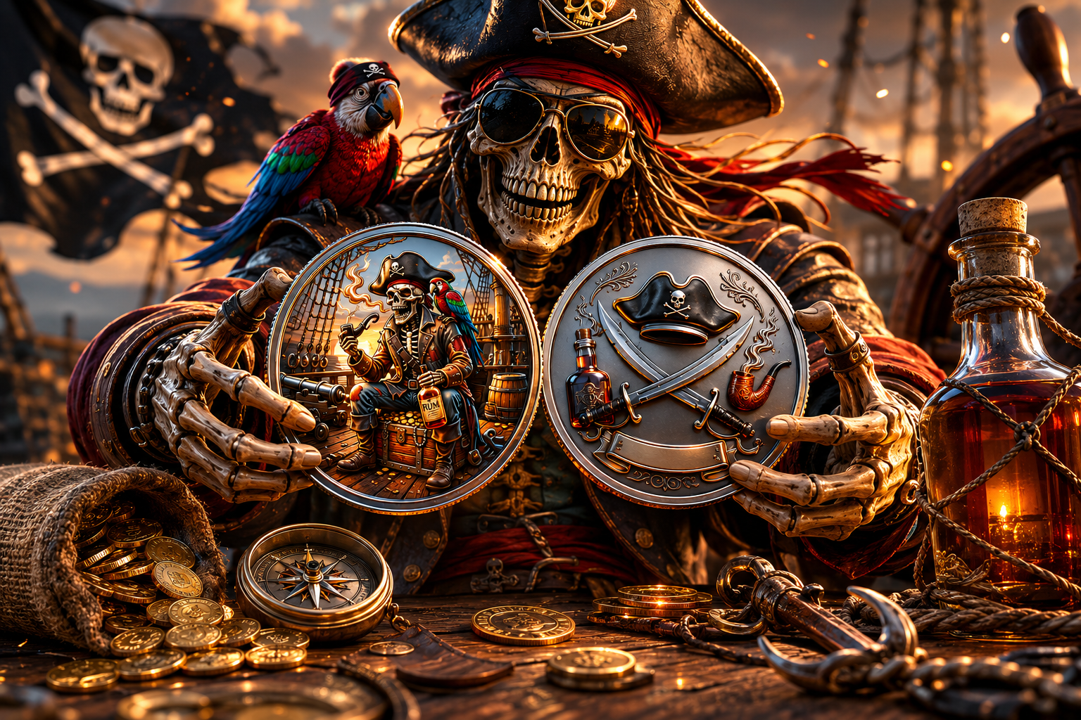 RumRaider – Double-Sided Pirate Challenge Coin