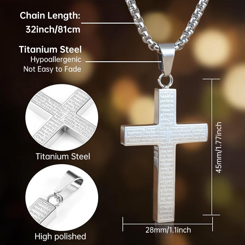 FaithScript – Lord’s Prayer Scribble Cross Necklace