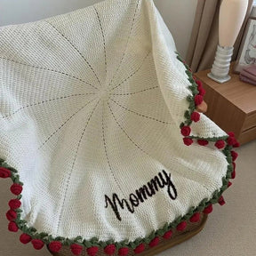 CozyBloom – Hand-Knitted Rose Blanket DIY Kit