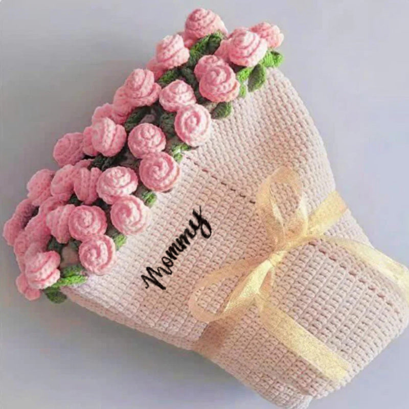 CozyBloom – Hand-Knitted Rose Blanket DIY Kit