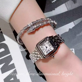 SerpentGlow – Zircon Snake Shaped Open Cuff Bracelet