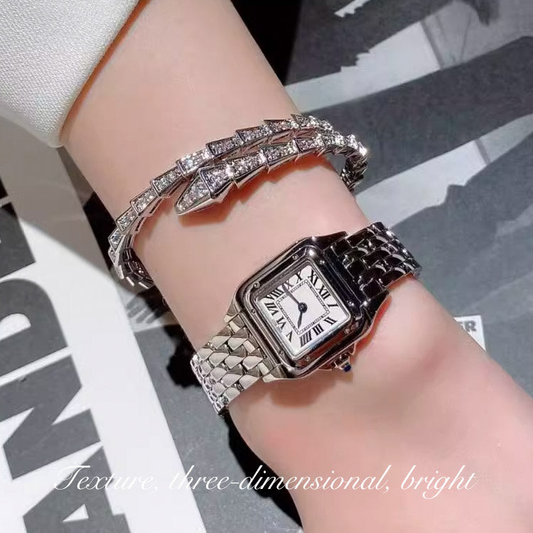 SerpentGlow – Zircon Snake Shaped Open Cuff Bracelet
