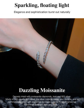 SerpentGlow – Zircon Snake Shaped Open Cuff Bracelet