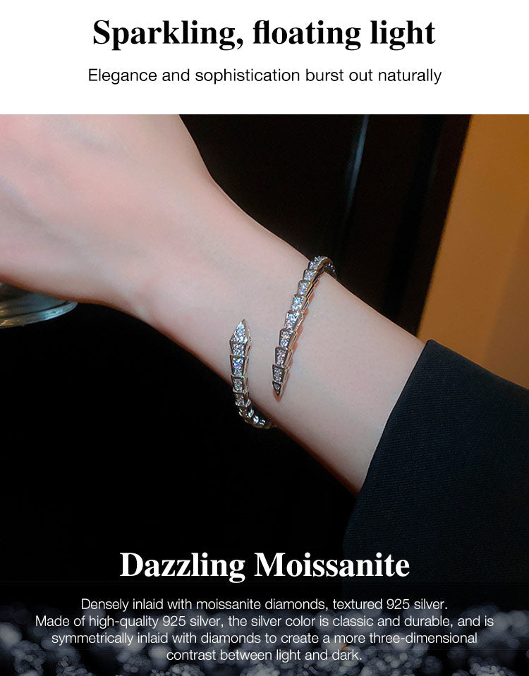 SerpentGlow – Zircon Snake Shaped Open Cuff Bracelet