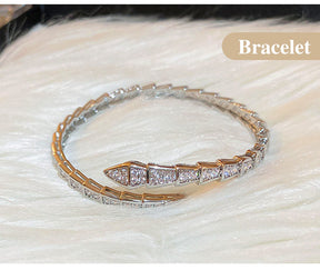 SerpentGlow – Zircon Snake Shaped Open Cuff Bracelet