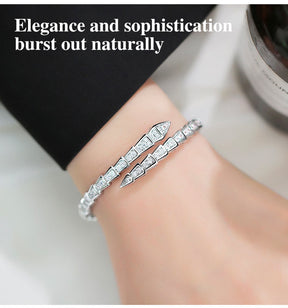 SerpentGlow – Zircon Snake Shaped Open Cuff Bracelet