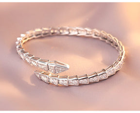 SerpentGlow – Zircon Snake Shaped Open Cuff Bracelet