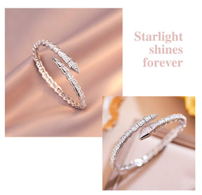 SerpentGlow – Zircon Snake Shaped Open Cuff Bracelet