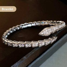 SerpentGlow – Zircon Snake Shaped Open Cuff Bracelet