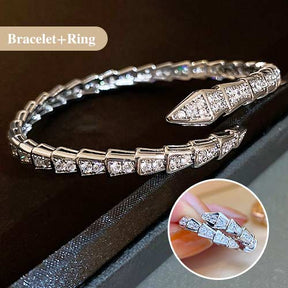 SerpentGlow – Zircon Snake Shaped Open Cuff Bracelet