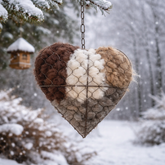 Handmade Alpaca Fiber Bird Nesting Heart
