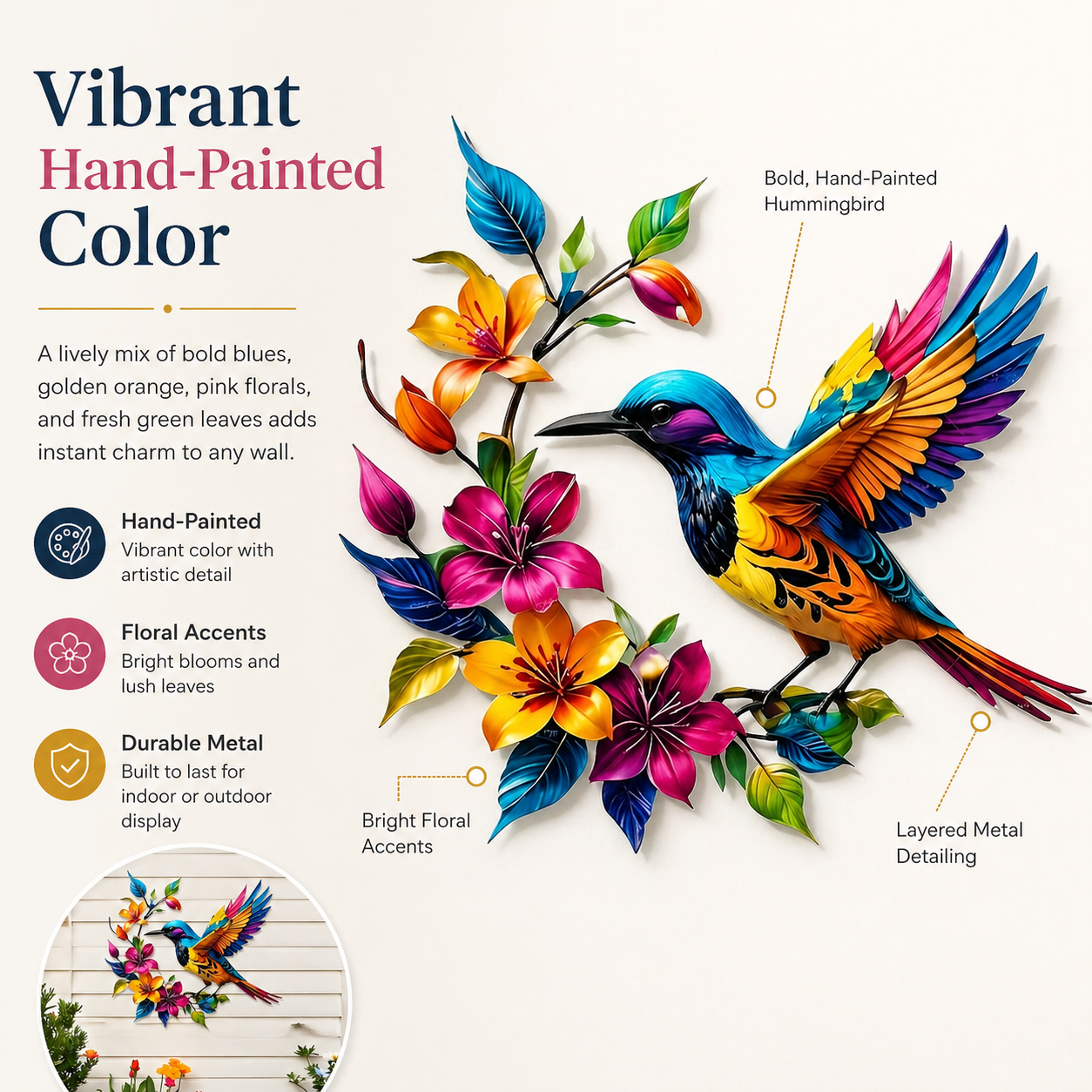 BloomForge – Hummingbird Metal Wall Art