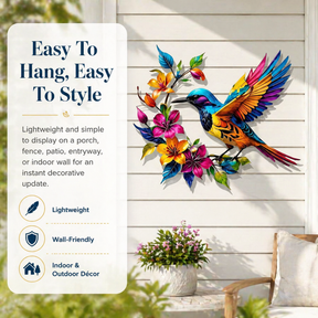 GardenWhisper – Floral Hummingbird Hanging Wall Art