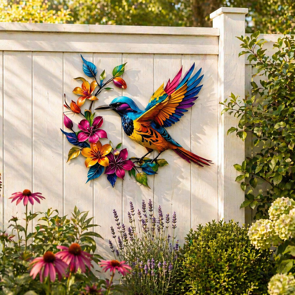 GardenWhisper – Floral Hummingbird Hanging Wall Art