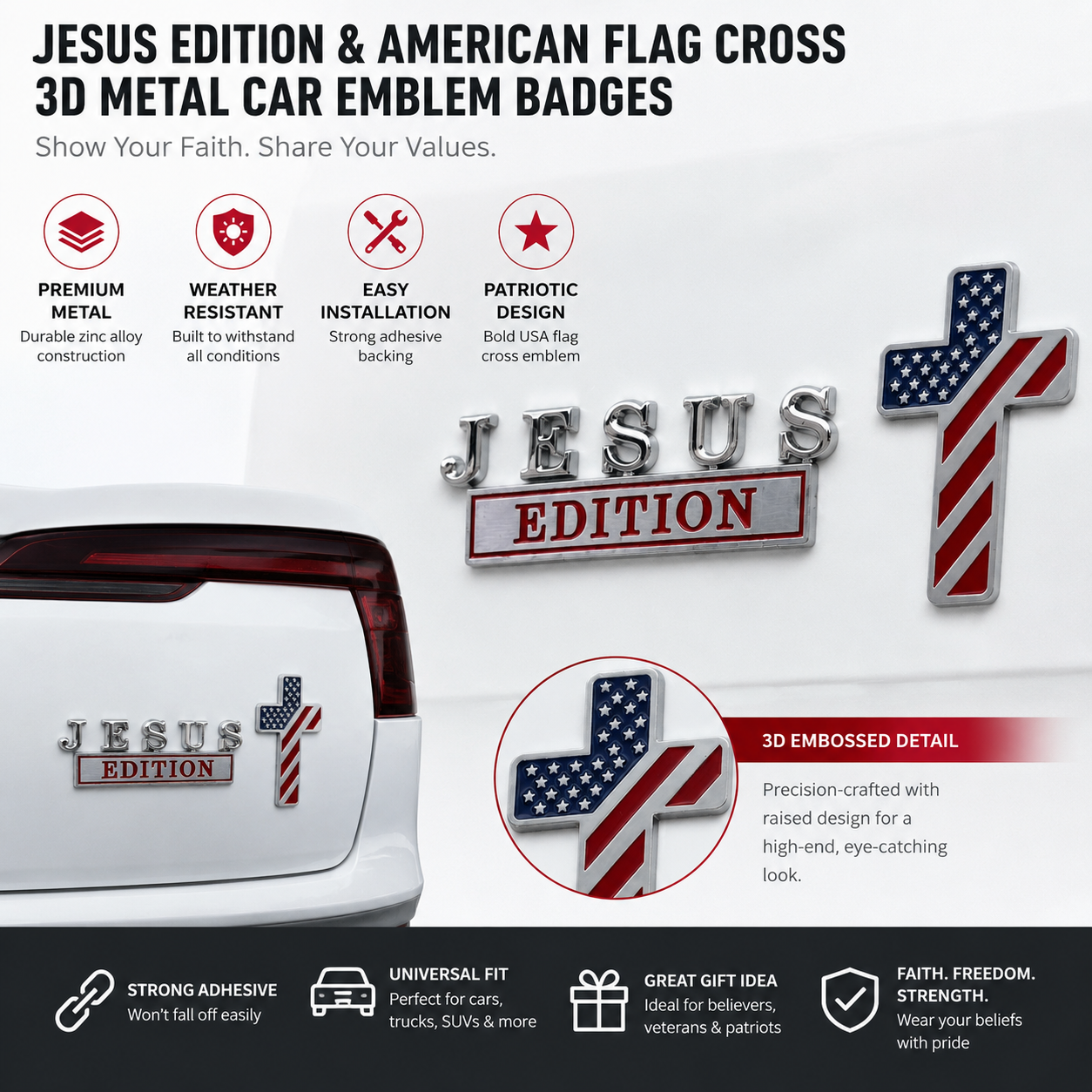 GraceSeal – Blessed Cross Metal Emblem Badge