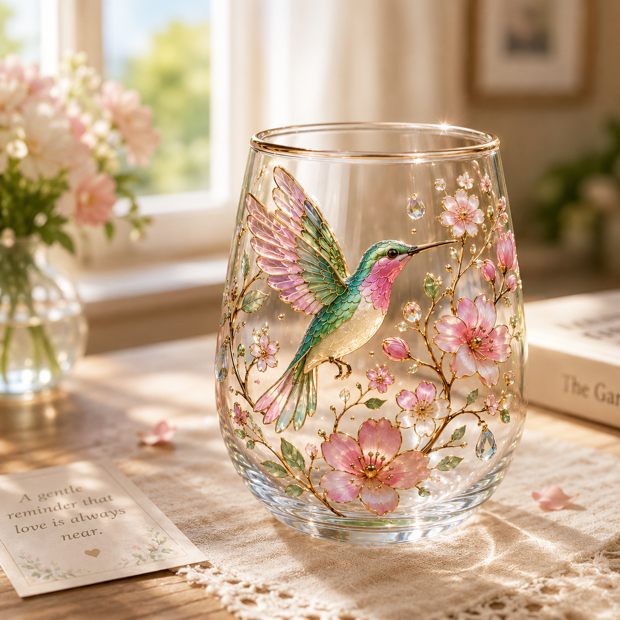 MorningMuse – Elegant Hummingbird Tea Glass