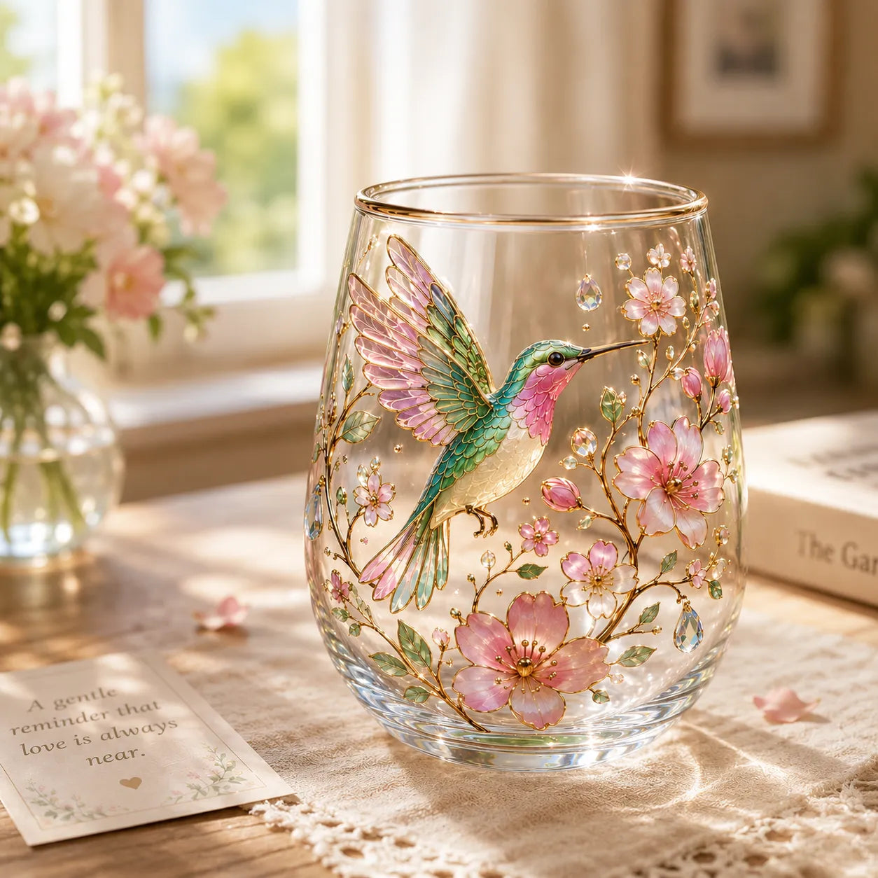 MorningMuse – Elegant Hummingbird Tea Glass