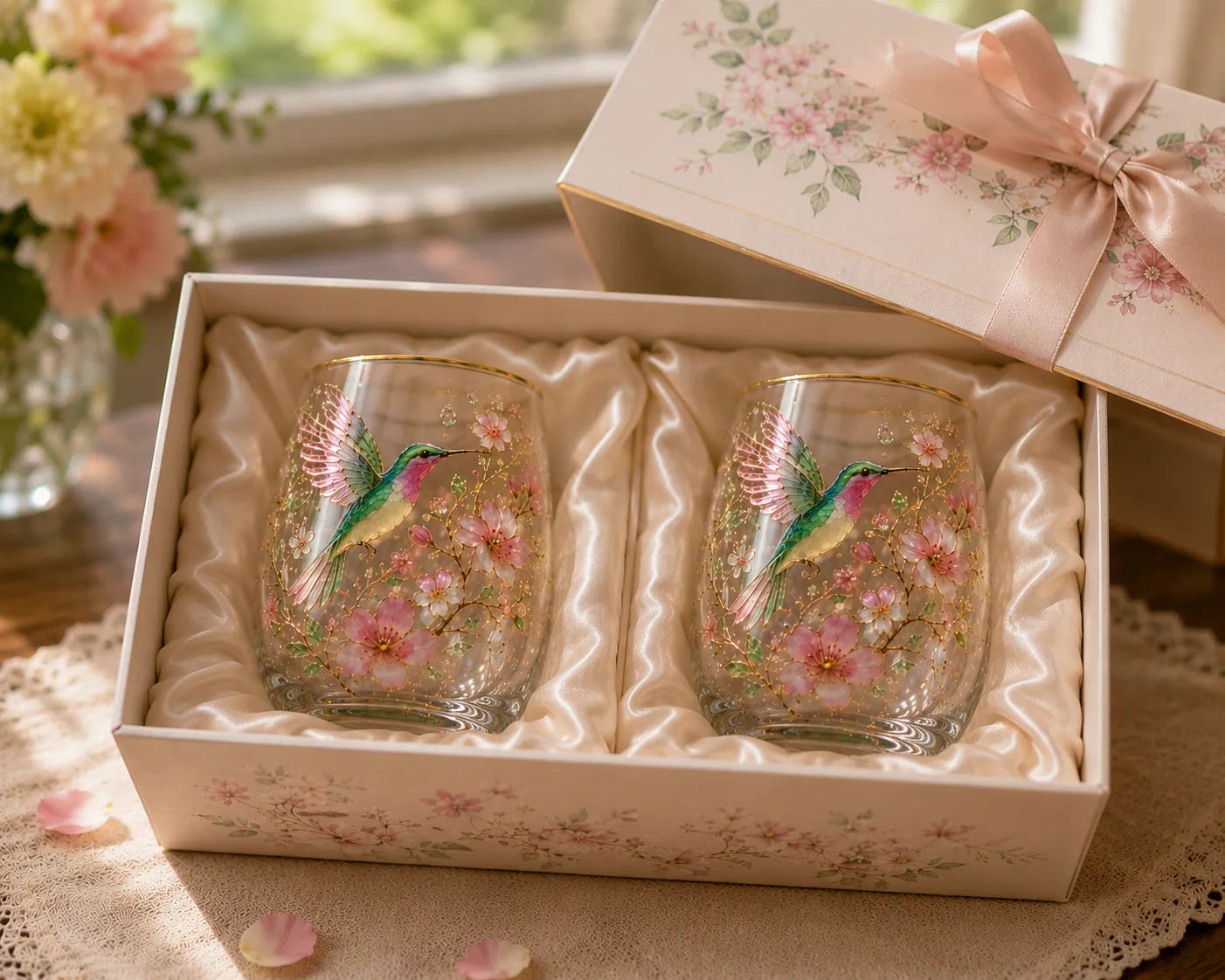 MorningMuse – Elegant Hummingbird Tea Glass