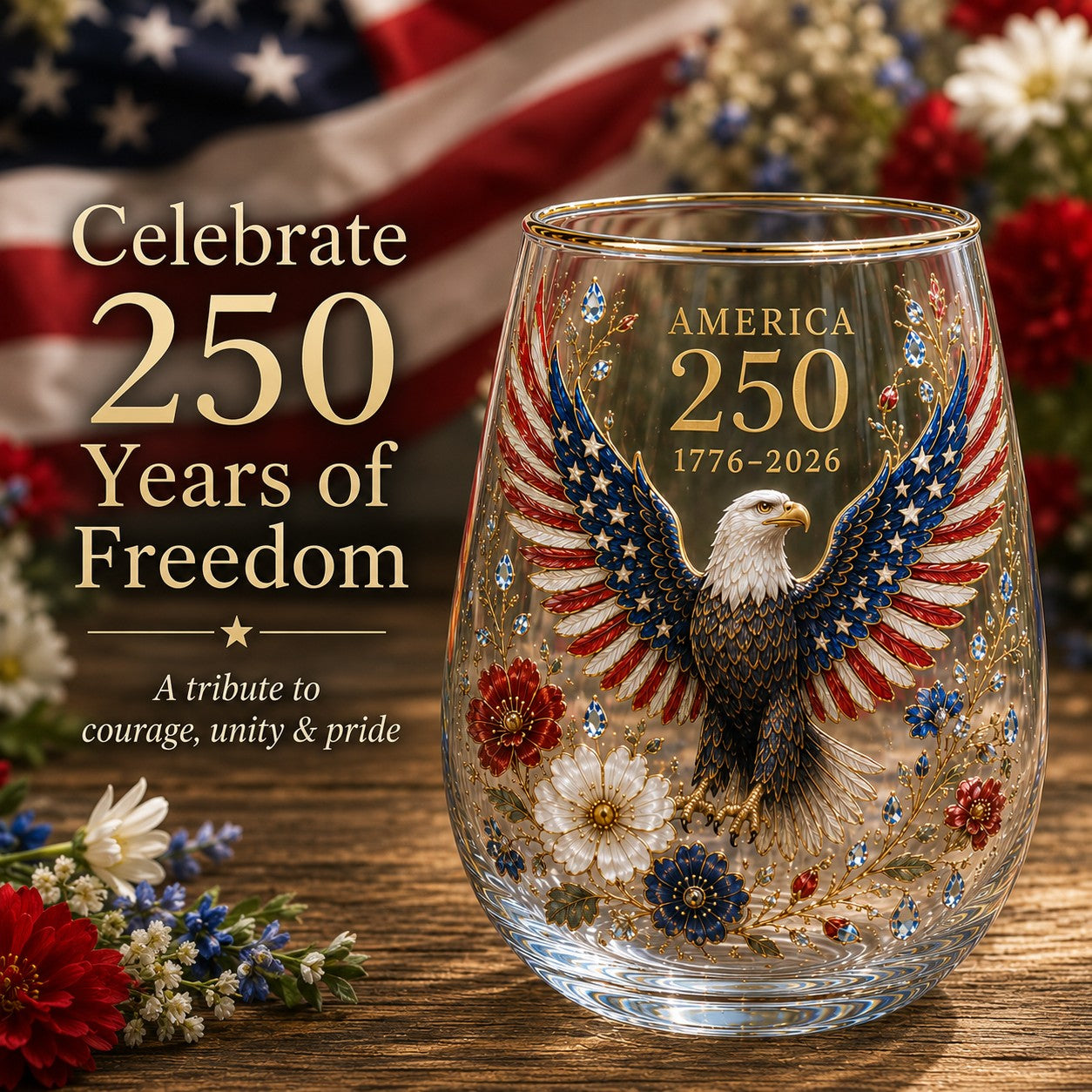 ValorSpirit – America 250 Commemorative Glass Tumbler