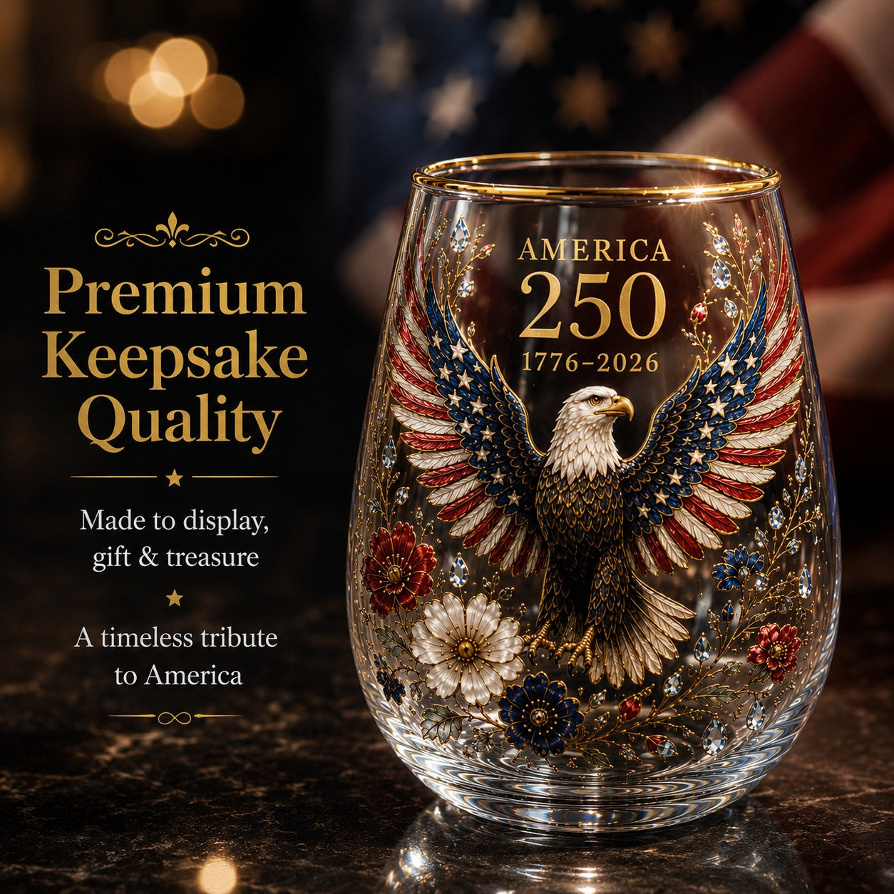 ValorSpirit – America 250 Commemorative Glass Tumbler