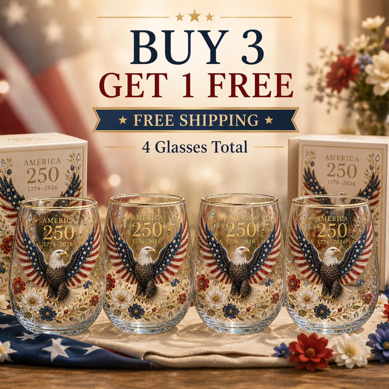 ValorSpirit – America 250 Commemorative Glass Tumbler