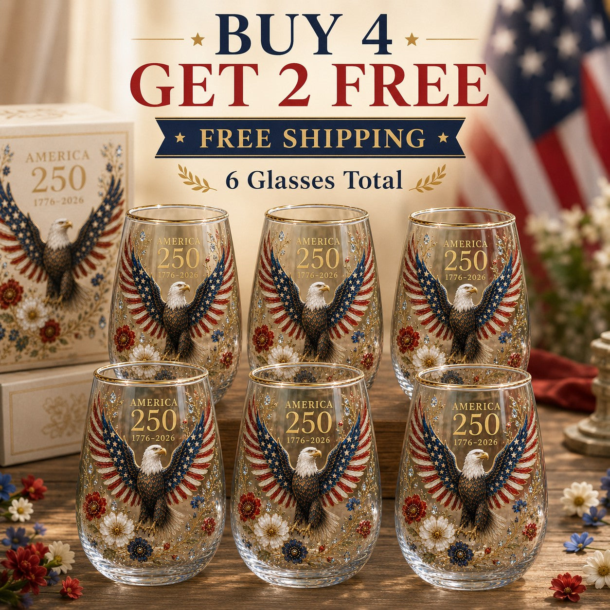 ValorSpirit – America 250 Commemorative Glass Tumbler