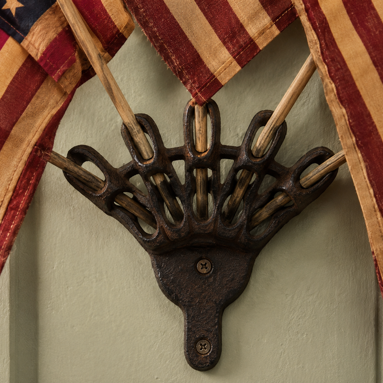 HeritageForge – Rustic Flag Cast Iron Wall Display
