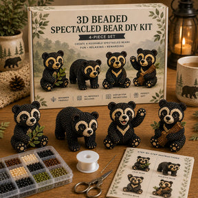 BearCraft - 3D Beaded Bear DIY Kit (4-Piece Handmade Set)