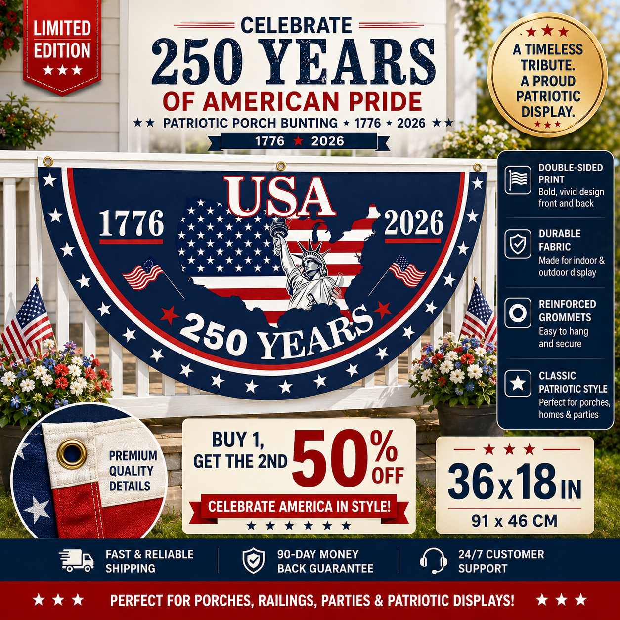 VeteranMade - USA 250 Years Commemorative Banner 🇺🇸