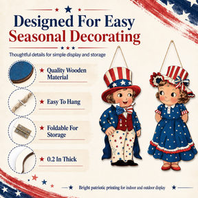 LibertyCraft – 2-Piece Patriotic Wooden Hanging Door Signs
