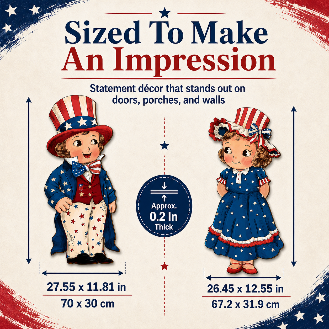 LibertyCraft – 2-Piece Patriotic Wooden Hanging Door Signs