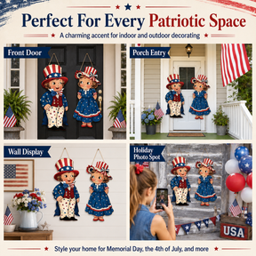 LibertyCraft – 2-Piece Patriotic Wooden Hanging Door Signs