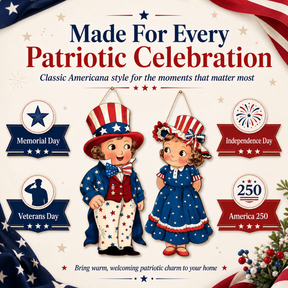 LibertyCraft – 2-Piece Patriotic Wooden Hanging Door Signs