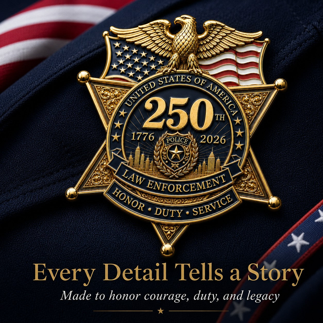 LibertyShield – America 250 Law Enforcement Brooch