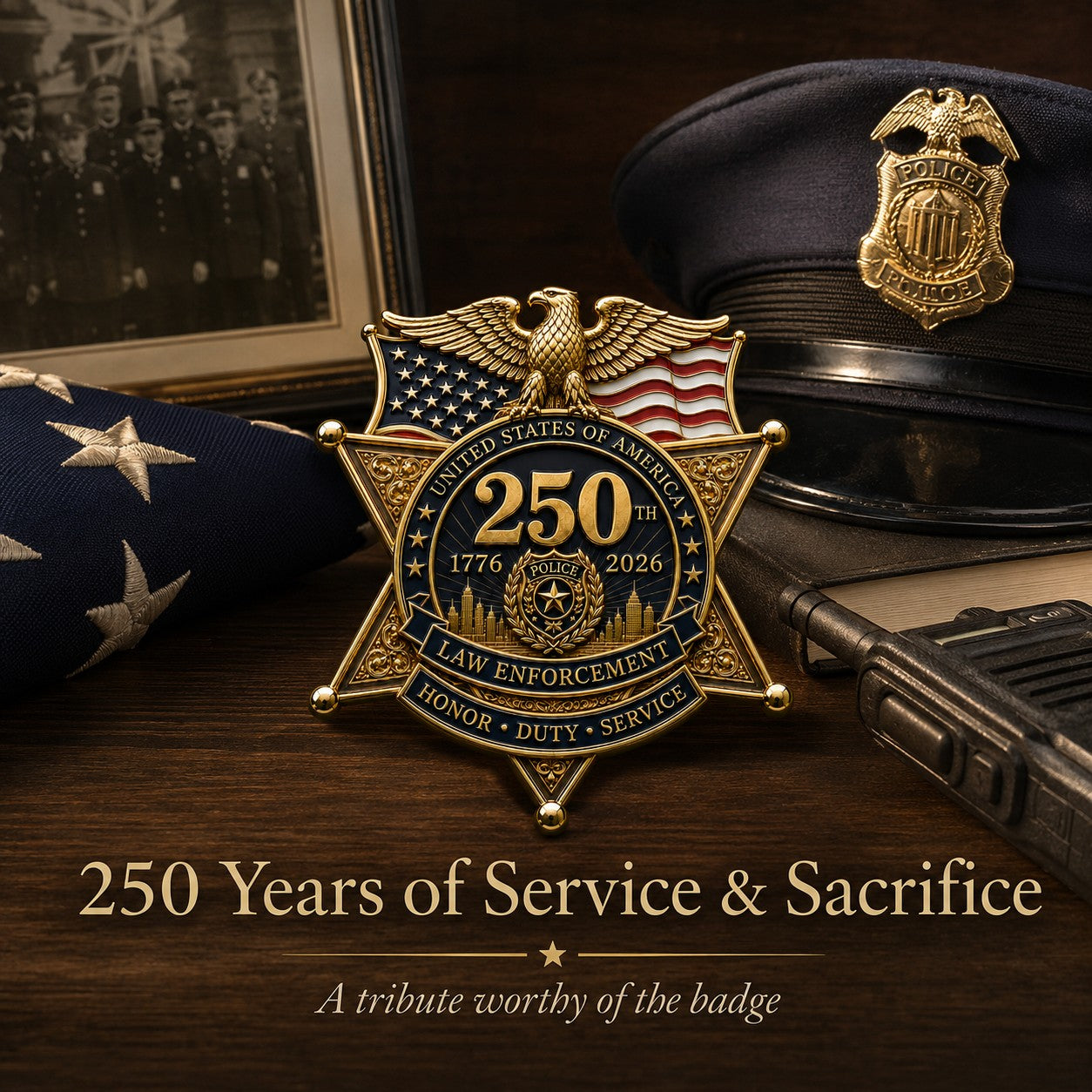 LibertyShield – America 250 Law Enforcement Brooch
