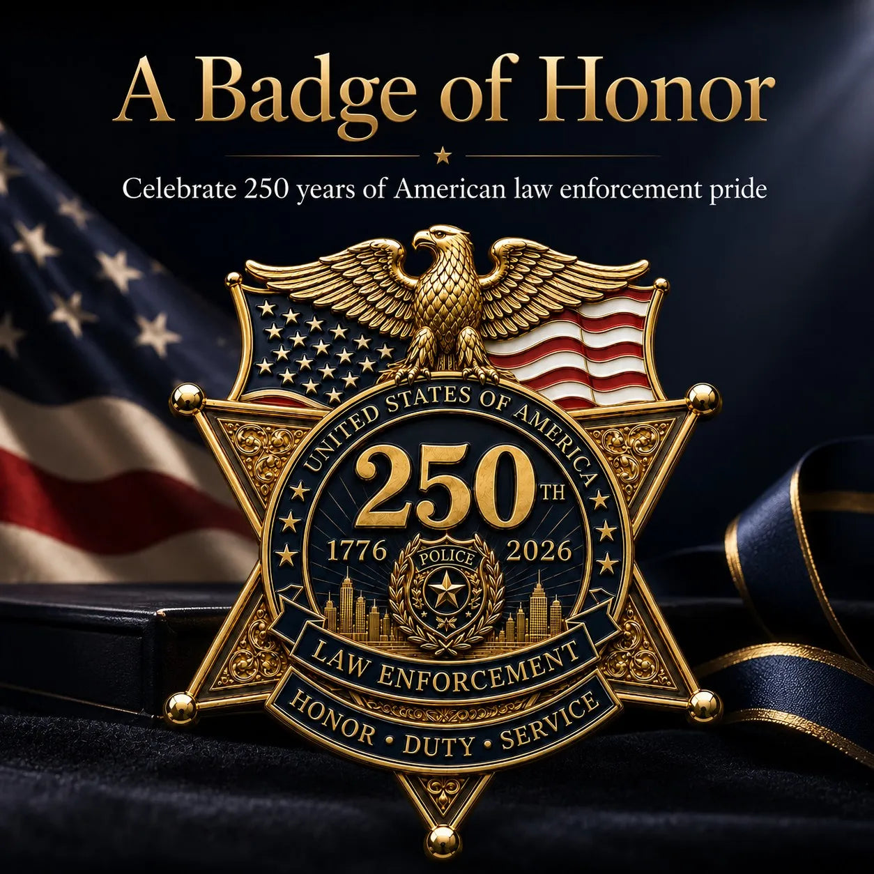 LibertyShield – America 250 Law Enforcement Brooch