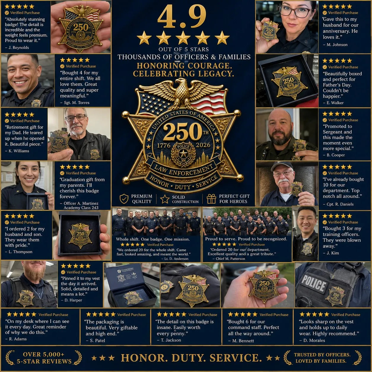 LibertyShield – America 250 Law Enforcement Brooch