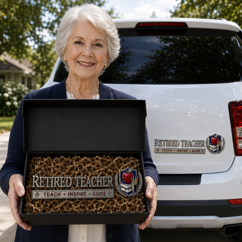 ClassroomLegacy – Retired Teacher Metal Car Emblem