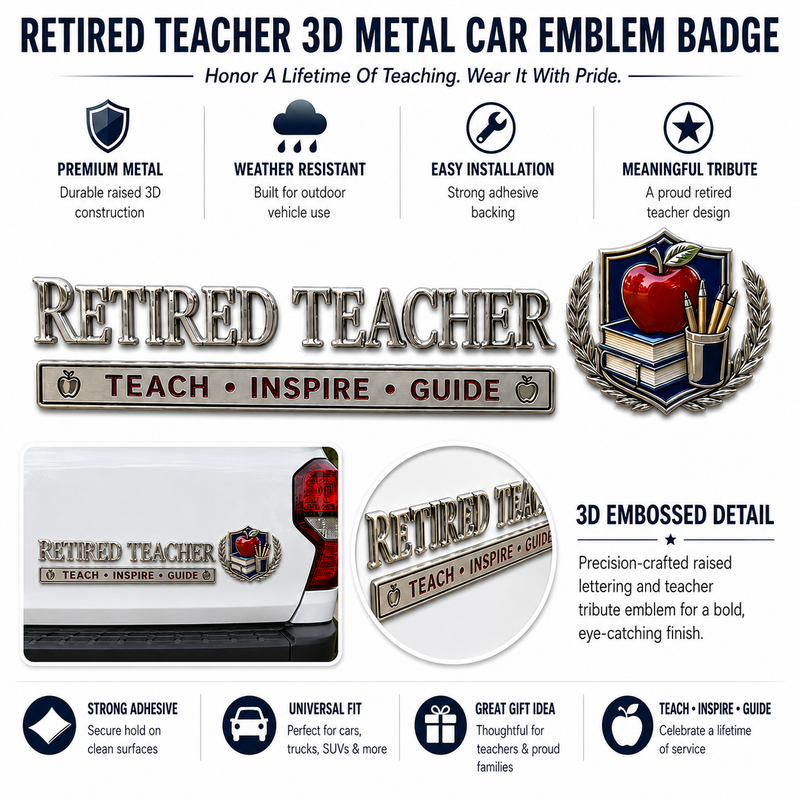 ClassroomLegacy – Retired Teacher Metal Car Emblem
