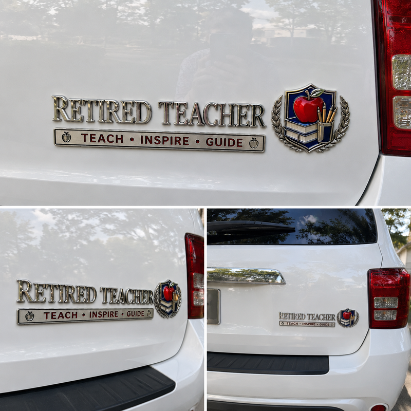 ClassroomLegacy – Retired Teacher Metal Car Emblem