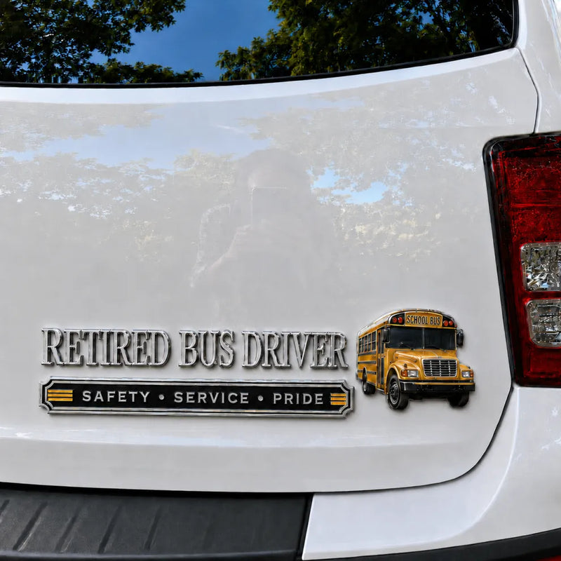 RoadHonor – Retired Bus Driver 3D Metal Car Emblem