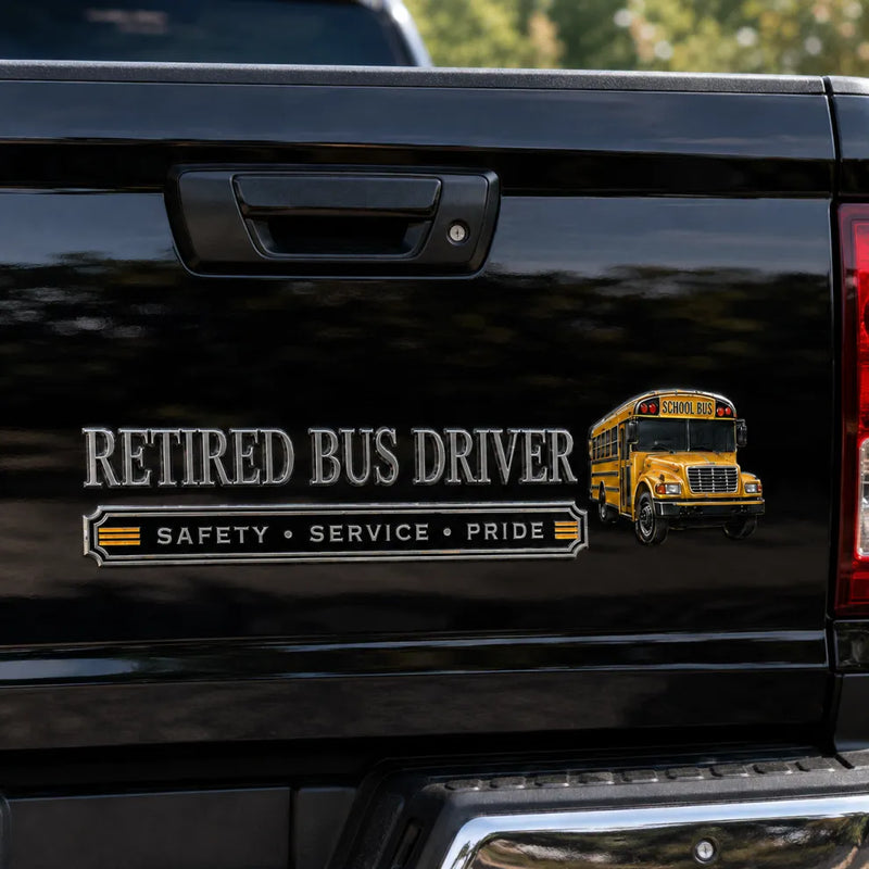RoadHonor – Retired Bus Driver 3D Metal Car Emblem