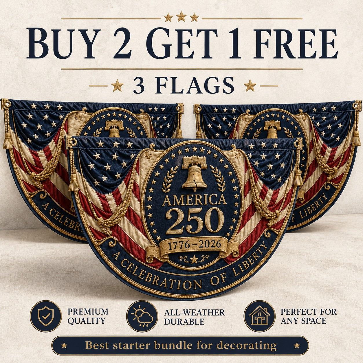 StarSpire - USA Fan Shaped Banner Flag