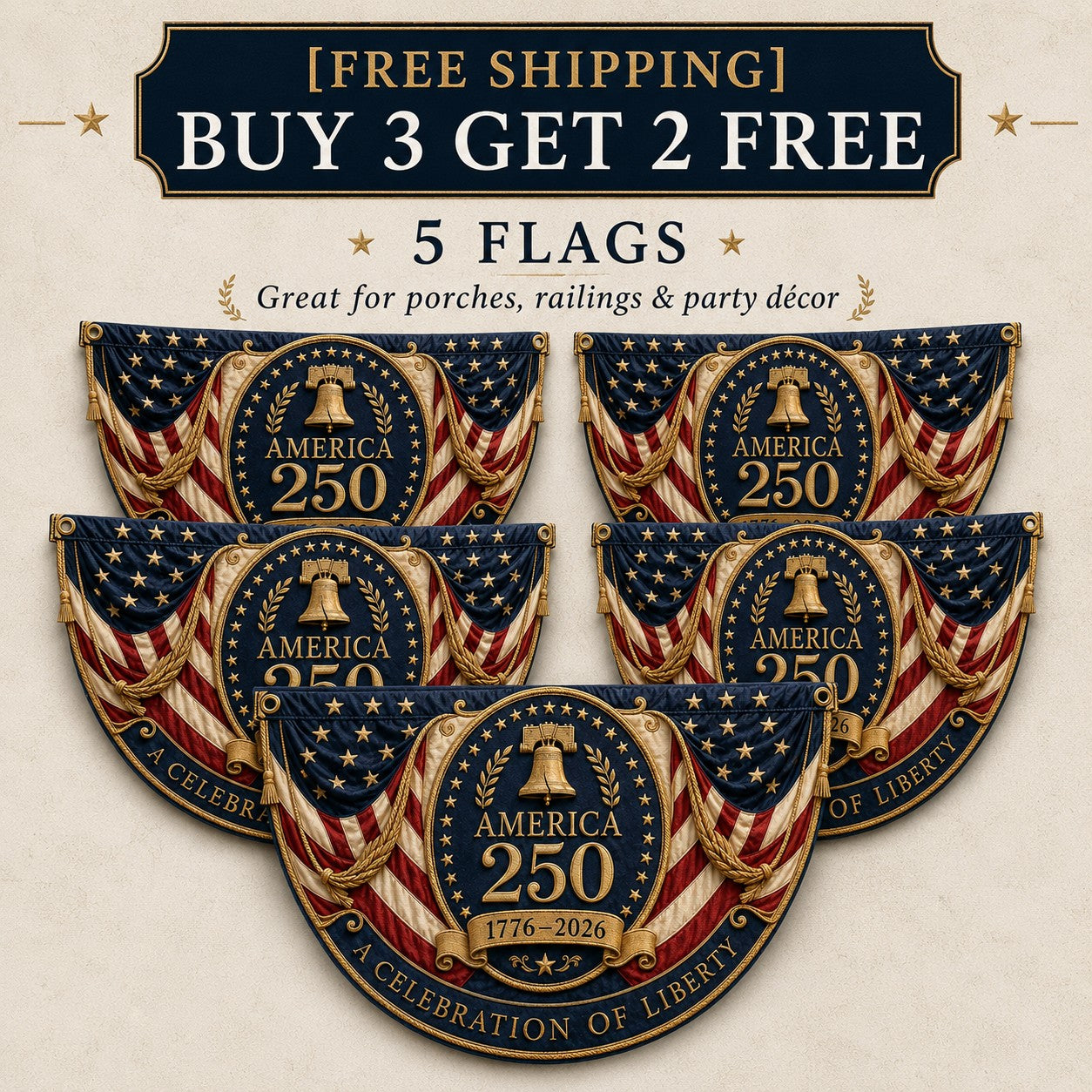 StarSpire - USA Fan Shaped Banner Flag