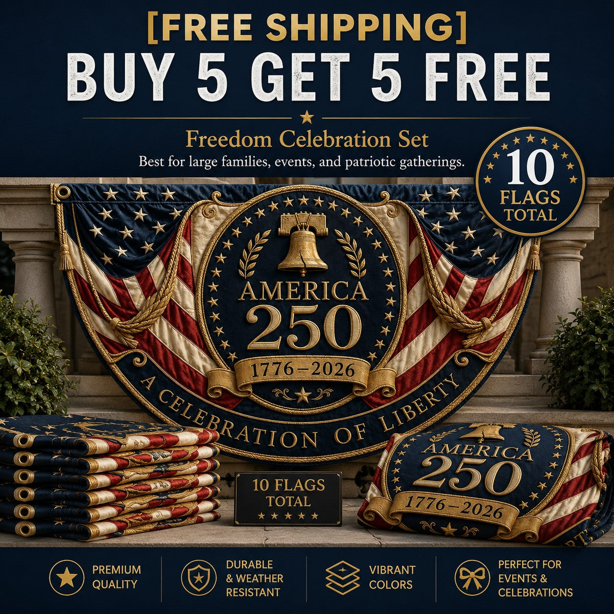 StarSpire - USA Fan Shaped Banner Flag